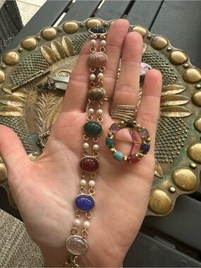 12k GF Gemstone Scarab Bracelet